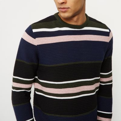 Black stripe slim fit jumper